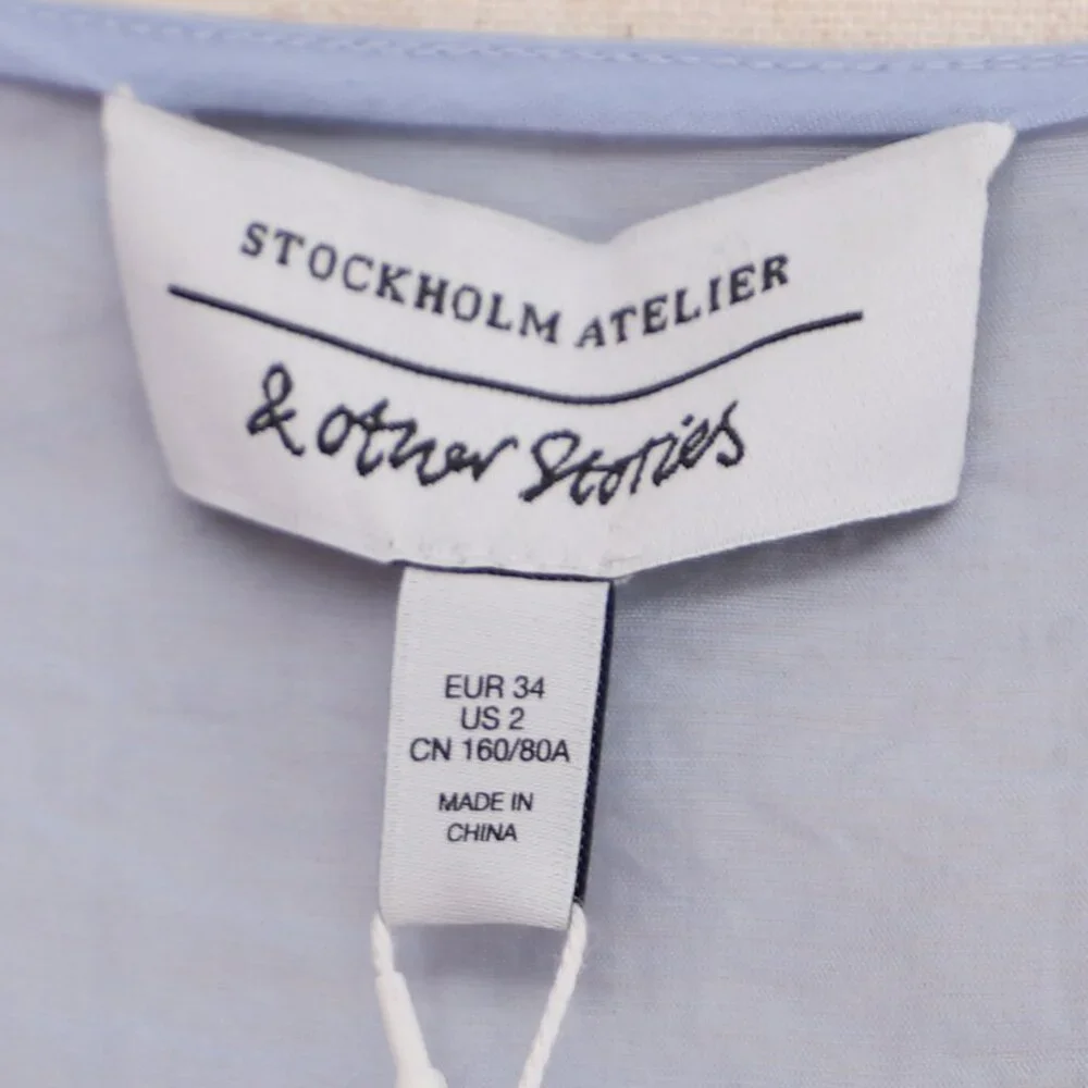 NWT & OTHER STORIES Voluminous Tie Wrap Blouse Semi-Cropped Periwinkle B… - Picture 10 of 12